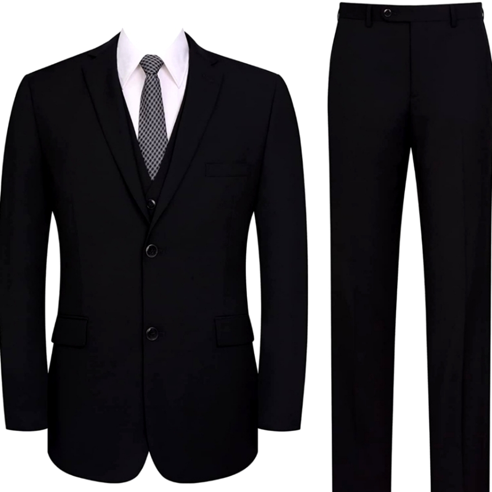 Mens black classic 3 piece suit